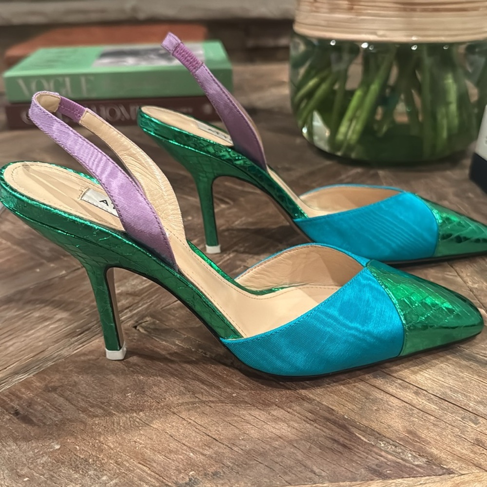 Attico Leather Colorblock Pattern Slingback Pumps Size 36 - Picture 5 of 9
